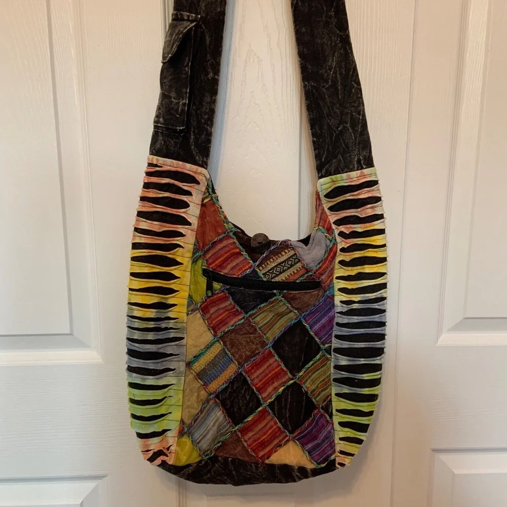 Handmade Multicolored Patchwork Hobo Crossbody Y2k Purse